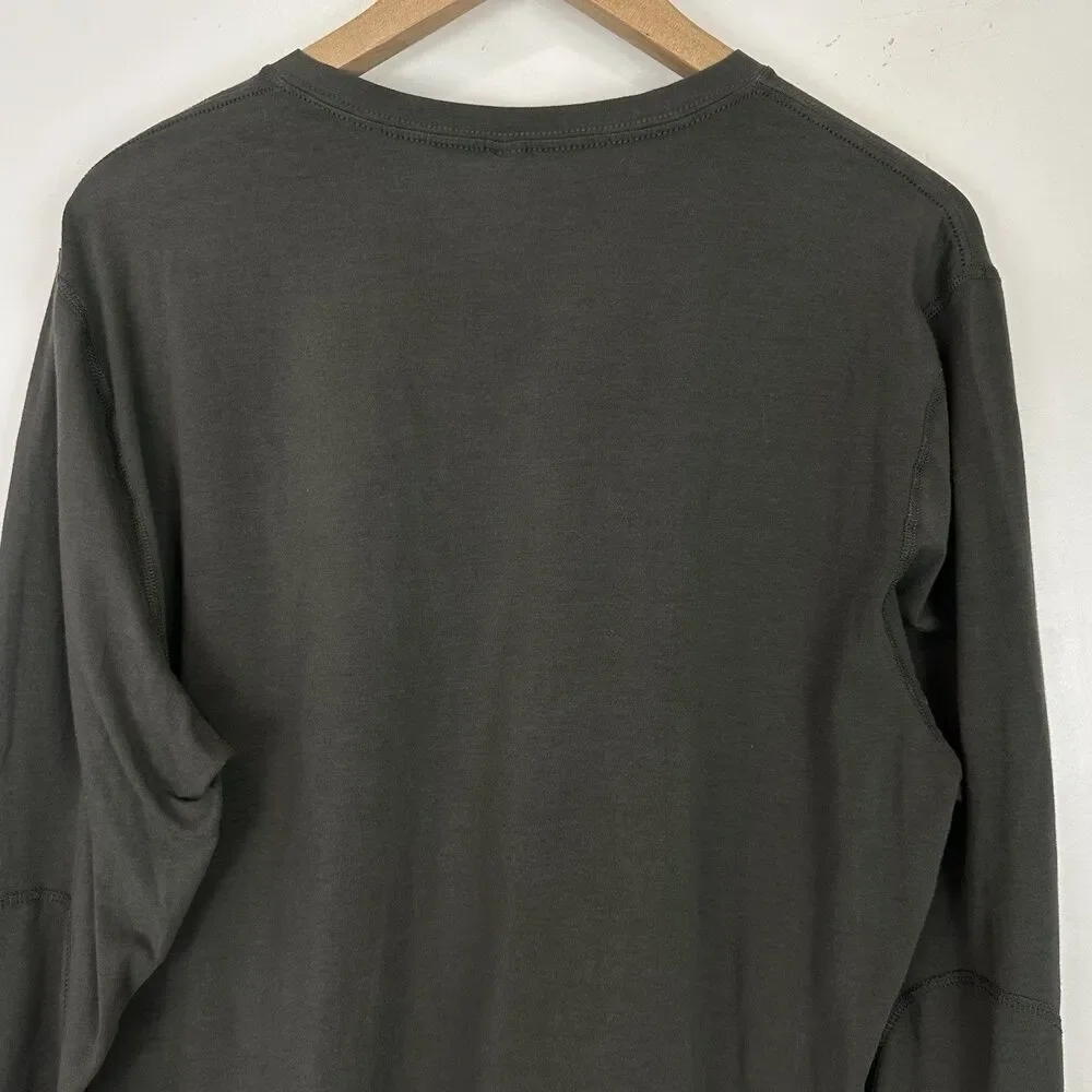 Vuori Long Sleeve Ever Henley Shirt Mens Size  Large Green/Oregano Pima Cotton